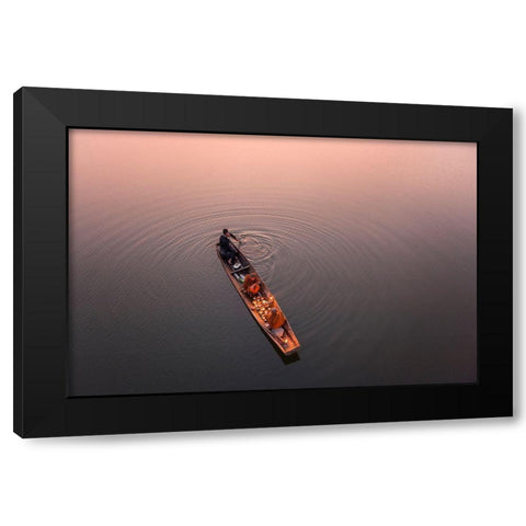 Path Of Light Black Modern Wood Framed Art Print by Rungrojanarak, Nun