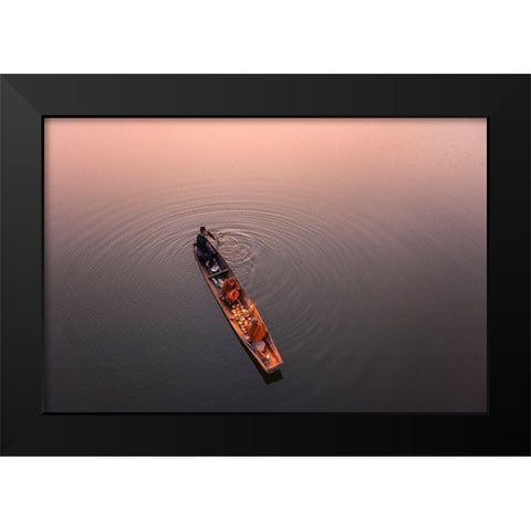 Path Of Light Black Modern Wood Framed Art Print by Rungrojanarak, Nun