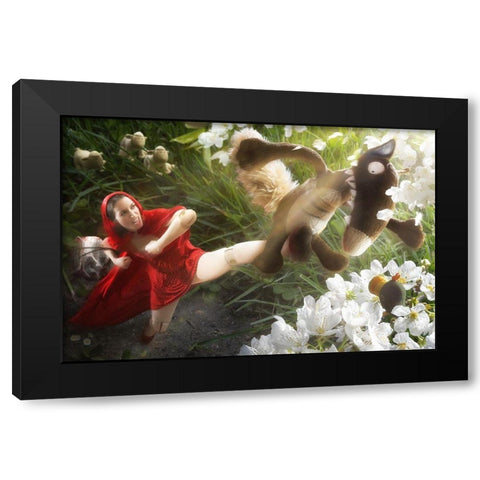 Little Red Nutcracker Black Modern Wood Framed Art Print with Double Matting by Kiciak, Christophe