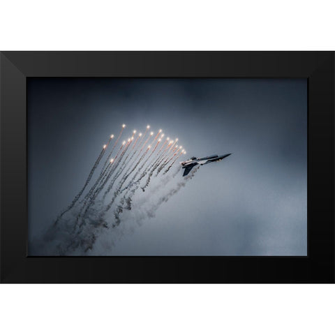 Firestarter Black Modern Wood Framed Art Print by Leon
