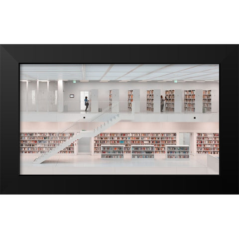 In The Library, 2014 Black Modern Wood Framed Art Print by Martin Doelz, Hans