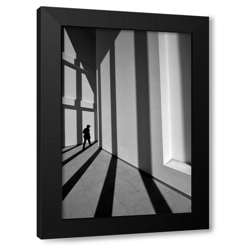 Black Line Black Modern Wood Framed Art Print with Double Matting by Joseph, Florentinus