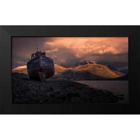 Wrecked! Black Modern Wood Framed Art Print by Deakin, Karen