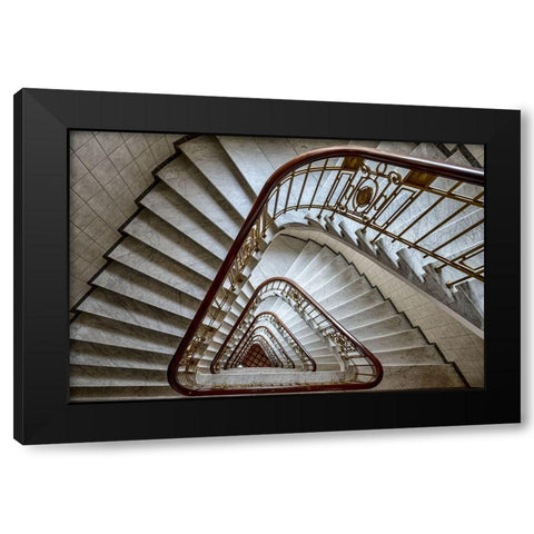 Triangular Black Modern Wood Framed Art Print with Double Matting by Reichert, Renate