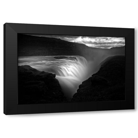 Gullfoss Black Modern Wood Framed Art Print with Double Matting by Buchmann, Oliver