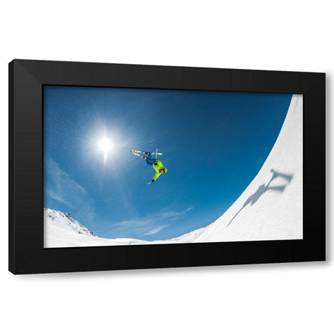 Backcountry Backflip Black Modern Wood Framed Art Print by Verbiest, Eric