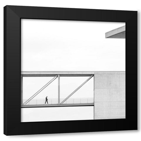 Across The Bridge Black Modern Wood Framed Art Print by Lenzen, Klaus