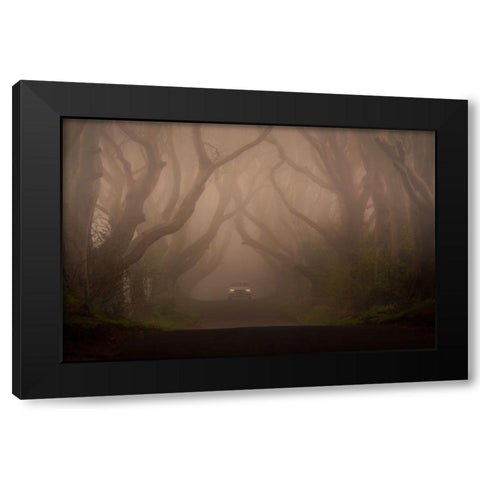 On The Foggy Alley. Black Modern Wood Framed Art Print by Galus, Piotr