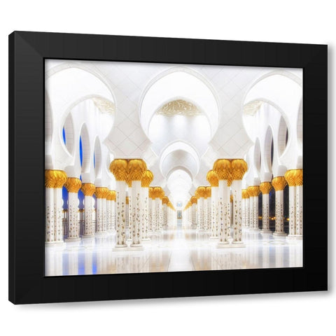 White And Gold Black Modern Wood Framed Art Print by Raof, Mohamed