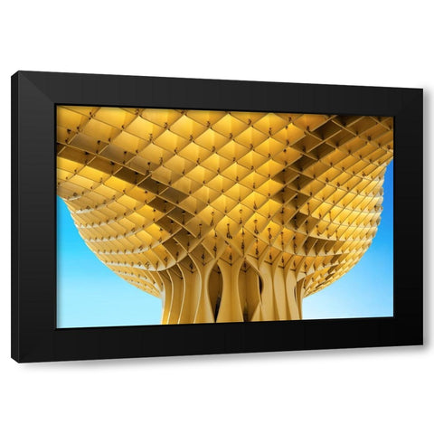 City Parasol Black Modern Wood Framed Art Print with Double Matting by Wride, Linda