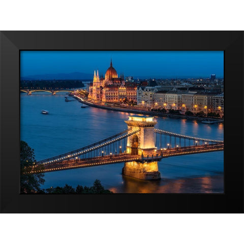 Budapest Black Modern Wood Framed Art Print by D Morkeberg, Thomas