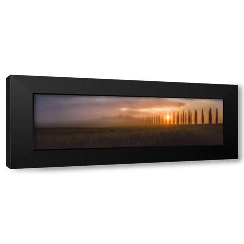 Tuscany Sunrising Black Modern Wood Framed Art Print with Double Matting by De La, Javier