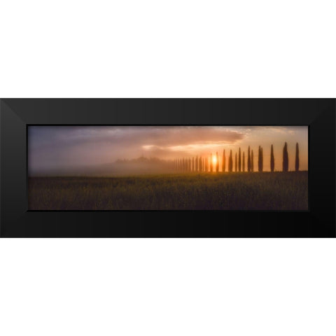 Tuscany Sunrising Black Modern Wood Framed Art Print by De La, Javier