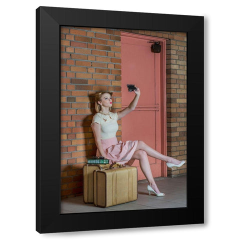 An Old Self Portrait Black Modern Wood Framed Art Print by Woodforth, Kirsten