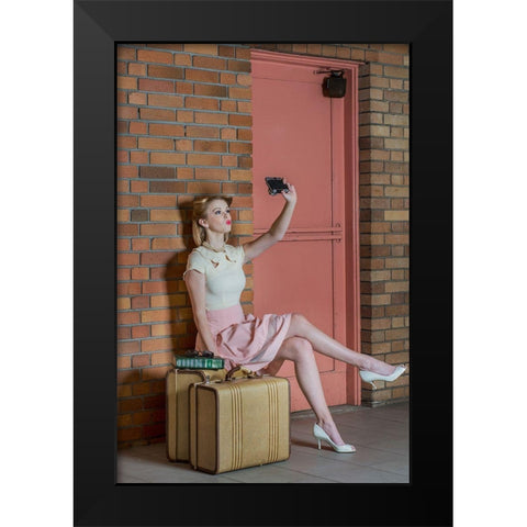 An Old Self Portrait Black Modern Wood Framed Art Print by Woodforth, Kirsten