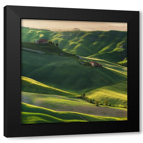 Green Square Black Modern Wood Framed Art Print by Pawlak, Jarek