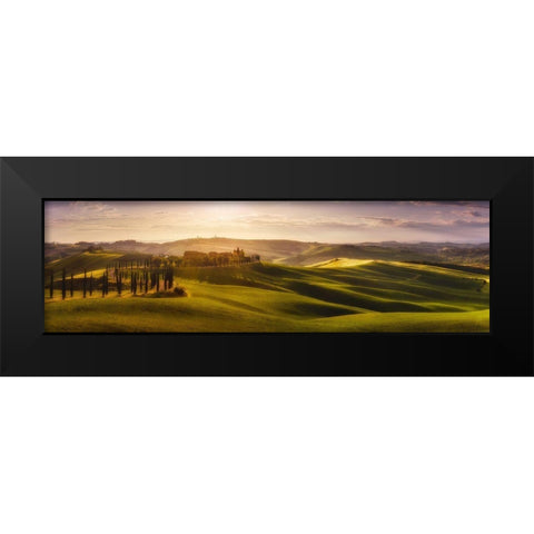 Waves Of Light Black Modern Wood Framed Art Print by De La, Javier