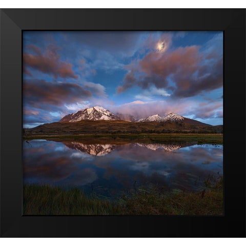 Patagonia: Dance Of The Clouds Black Modern Wood Framed Art Print by Zhang, Yan