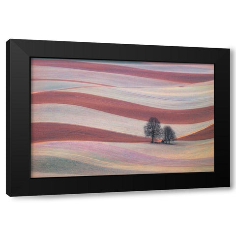 Waves Black Modern Wood Framed Art Print with Double Matting by Komovec, Ales