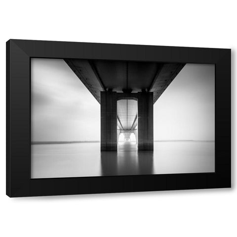 Nanjing Yangtze River Bridge Black Modern Wood Framed Art Print with Double Matting by Ai, Qing