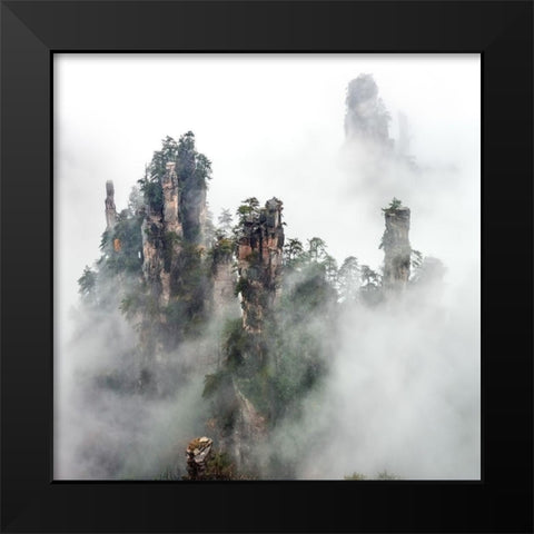 Zhangjiajie Black Modern Wood Framed Art Print by Zhu, Hua