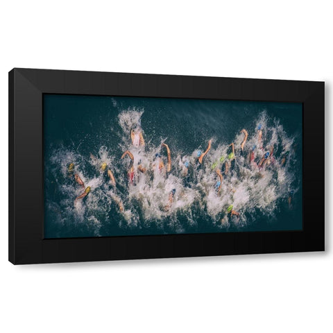 Position Battles Black Modern Wood Framed Art Print by Lenzen, Klaus