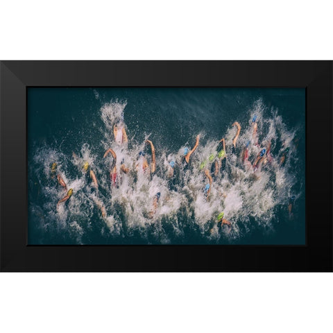 Position Battles Black Modern Wood Framed Art Print by Lenzen, Klaus