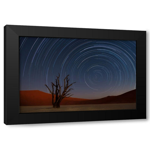 Star Trails Of Namibia Black Modern Wood Framed Art Print with Double Matting by Deakin, Karen
