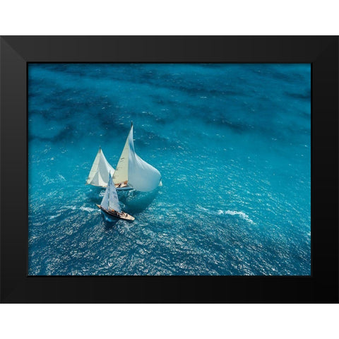 Croisement Bleu Black Modern Wood Framed Art Print by Pelissier, Marc