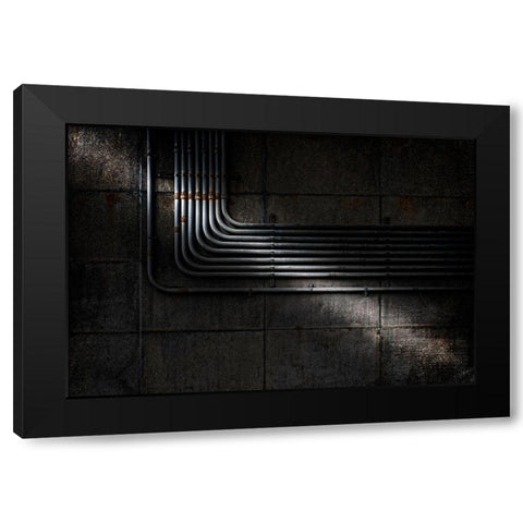 -  U N D E R  T H E  B R O O K L Y N  B R I D G E  - Black Modern Wood Framed Art Print by Schuurmans, Wim