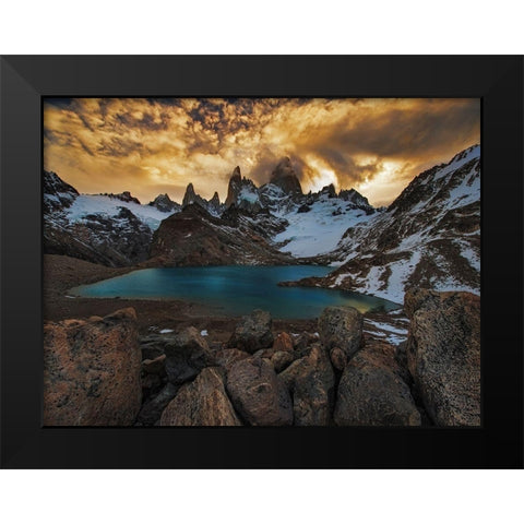 Mount Fitz Roy Black Modern Wood Framed Art Print by Zhang, Yan