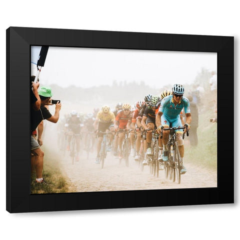 Cycling In The Dust Black Modern Wood Framed Art Print by Beretta, Carlo