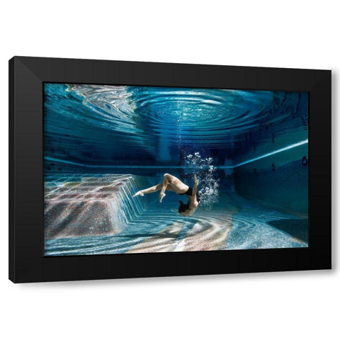 Swimming Inside Black Modern Wood Framed Art Print with Double Matting by Fua, Guido