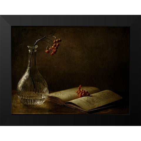 In The Dark Of My Days Black Modern Wood Framed Art Print by Devos, Delphine