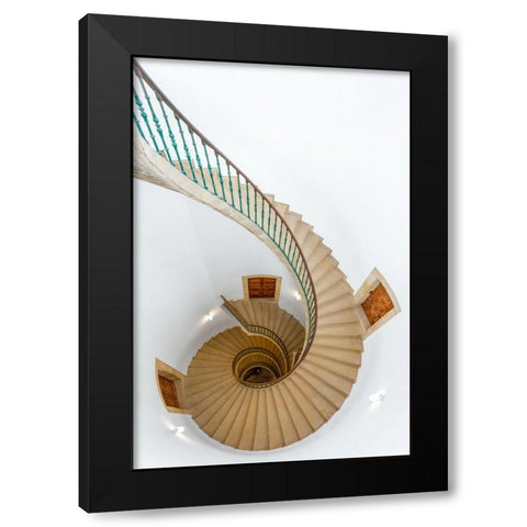 Triple Espiral Black Modern Wood Framed Art Print with Double Matting by Revuelto, David