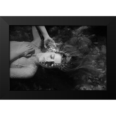 Be Water Black Modern Wood Framed Art Print by Mest, Olga