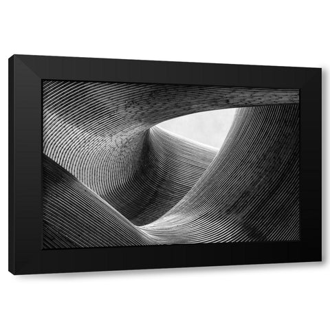 Lines Black Modern Wood Framed Art Print with Double Matting by Pfeiffer, Peter