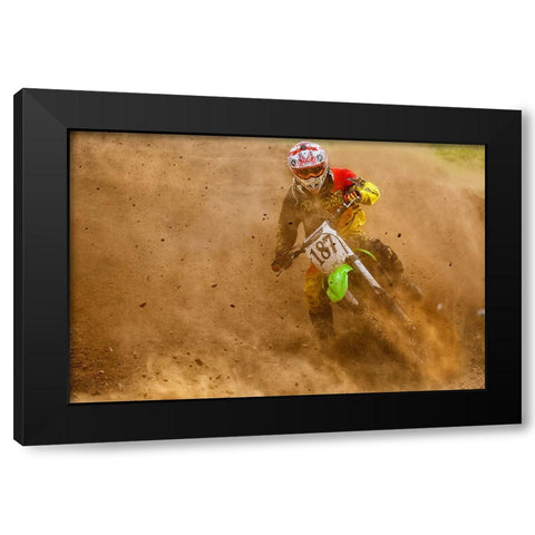 Biker Black Modern Wood Framed Art Print with Double Matting by Gonzalez, Carlos