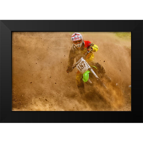 Biker Black Modern Wood Framed Art Print by Gonzalez, Carlos