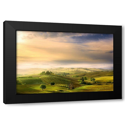 Podere Belvederes Sunrise Black Modern Wood Framed Art Print with Double Matting by Bratkovic, Arnaud