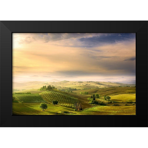 Podere Belvederes Sunrise Black Modern Wood Framed Art Print by Bratkovic, Arnaud