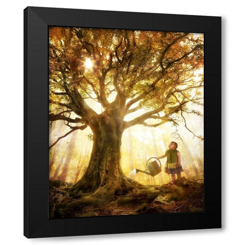 Growing Up Is Made Of Small Things Black Modern Wood Framed Art Print by Kiciak, Christophe