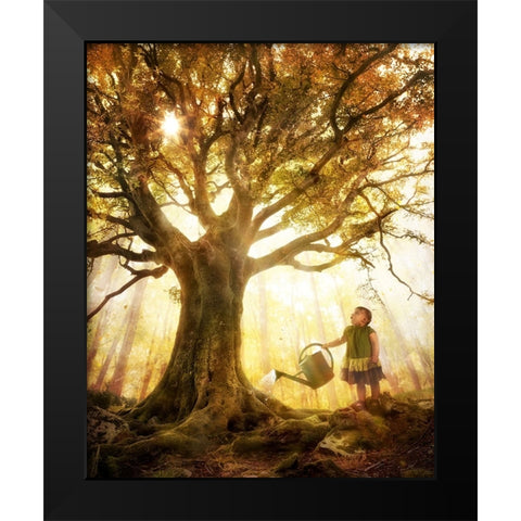 Growing Up Is Made Of Small Things Black Modern Wood Framed Art Print by Kiciak, Christophe