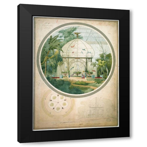 Aviary in a Wintergarden Black Modern Wood Framed Art Print with Double Matting by Chancel, Adrien
