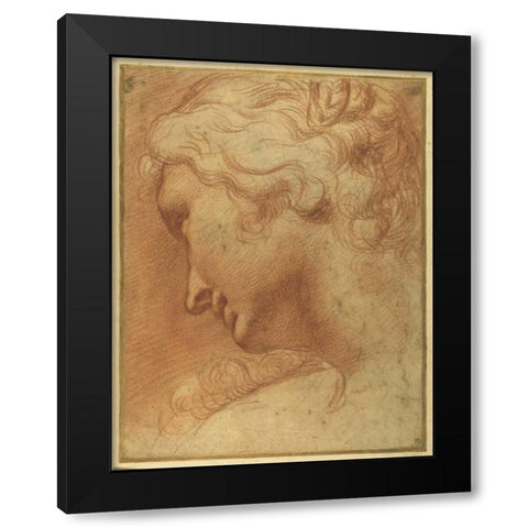 The Head of a Young Woman  Black Modern Wood Framed Art Print by Caracci, Agostino