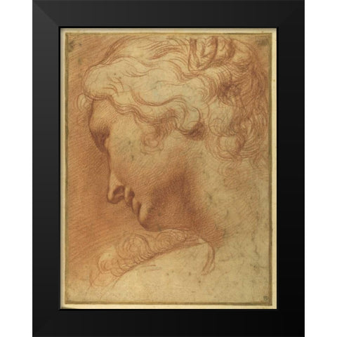 The Head of a Young Woman  Black Modern Wood Framed Art Print by Caracci, Agostino