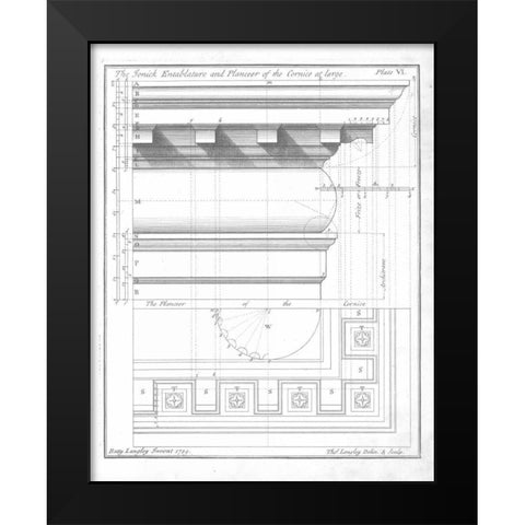 The Ionic Entablature Black Modern Wood Framed Art Print by Langley, Batty