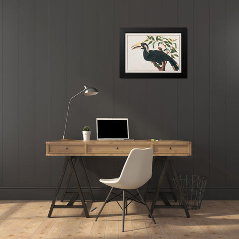 Ke-ke, Hornbill Black Modern Wood Framed Art Print by Anonymous