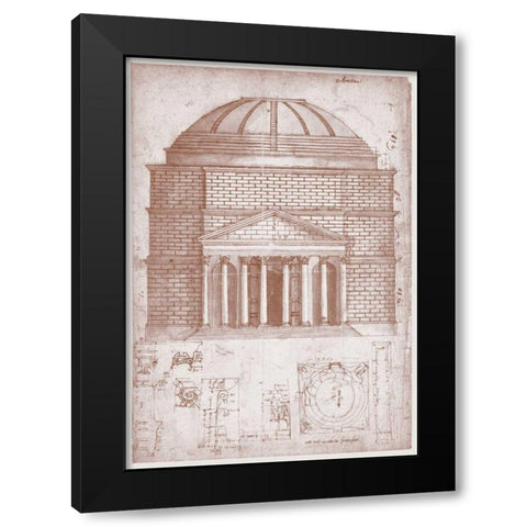 Section of the Pantheon Black Modern Wood Framed Art Print with Double Matting by Peruzzi, Baldassare