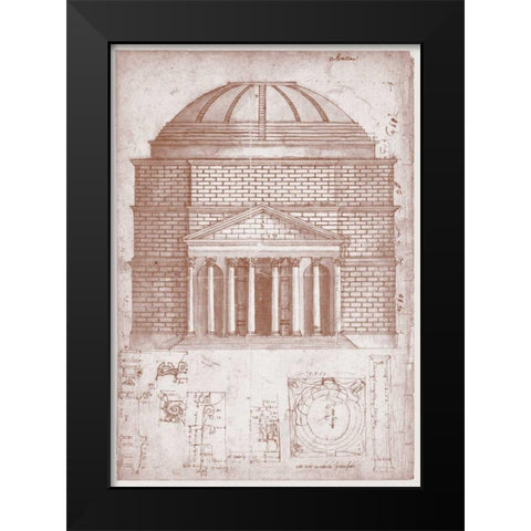 Section of the Pantheon Black Modern Wood Framed Art Print by Peruzzi, Baldassare